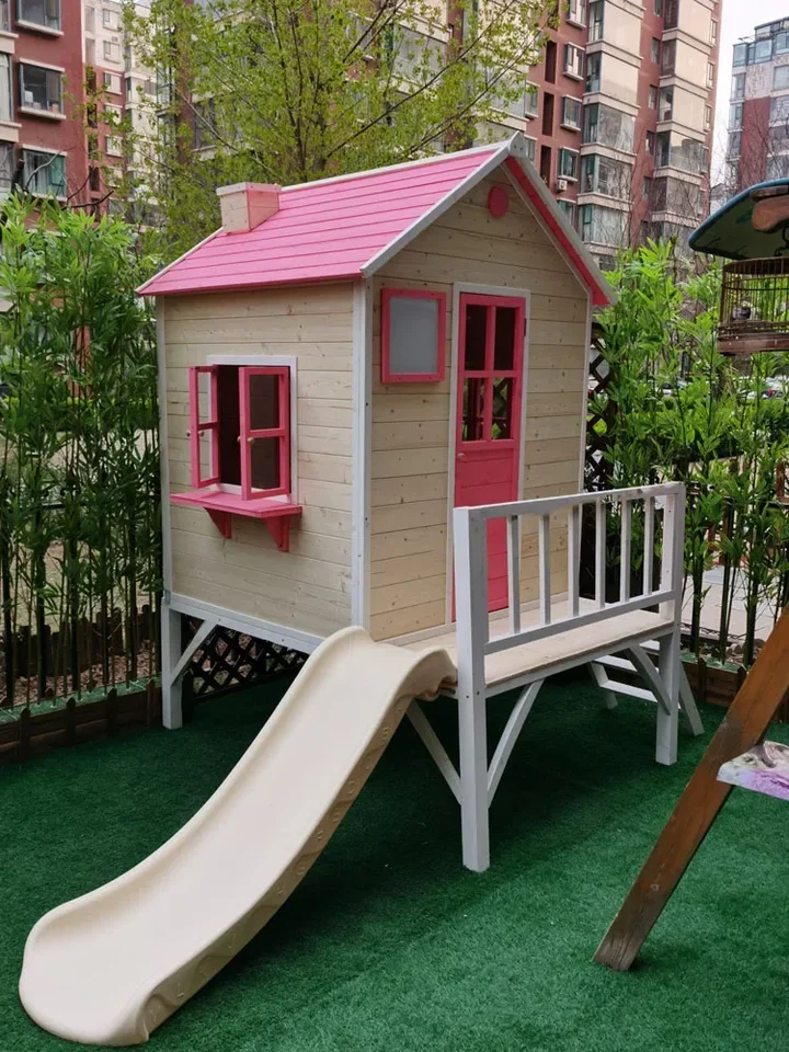 Veľký herný dom materská škola vonkajšie stromy dom lezenie zábavný park Park Slide House Hracie piesok set pre deti Detské drevené