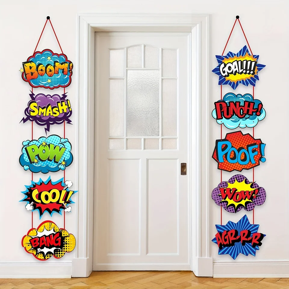 Veľký hrdina akčné podpisy výrezy Super Fun Hero Téma večierok Dodávky dverí Hero Hero Hero Téma narodeniny oslava Hrdina Super Wall Deco
