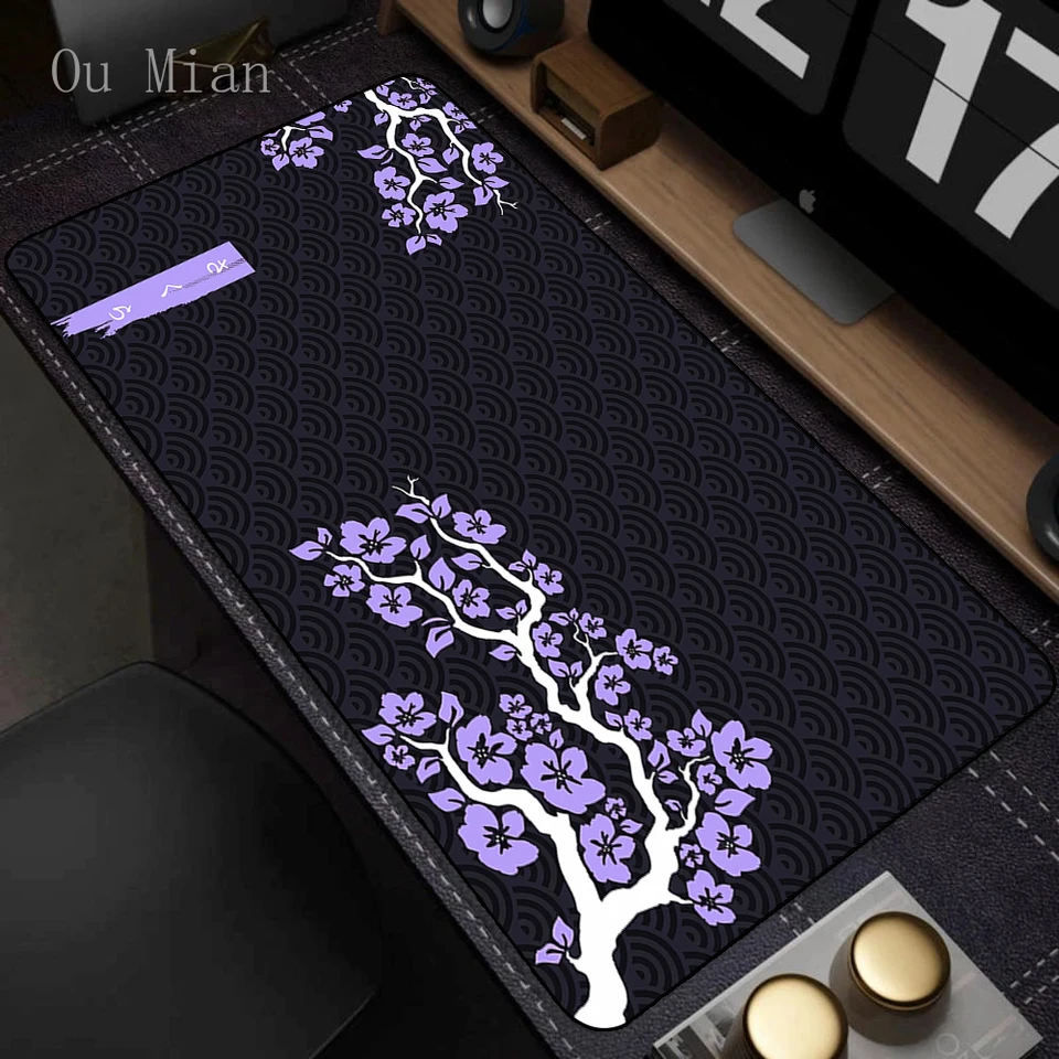 Veľký hráč MousePad Sakura Purple Cherry Blossom Keyboard Mat Mouse Pad XXL Mouse Mat PC príslušenstvo Gumber Big Desk Mat 90x40