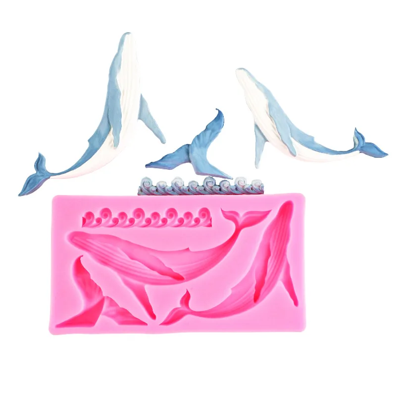 Veľryba a vlny silikónové formy fondantné koláče zdobenie náradie Candy Chocolate Gumpaste formy cukrovinky