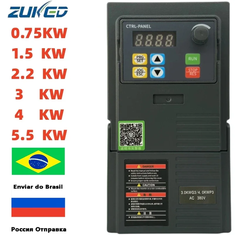 VFD AC 220V 380V 0,75 1,5 2,2 5,5 kW Variabilná frekvenčná jednotka VFD Frekvenčný prevodník Rýchlostný regulátor pre 3-fázový motor