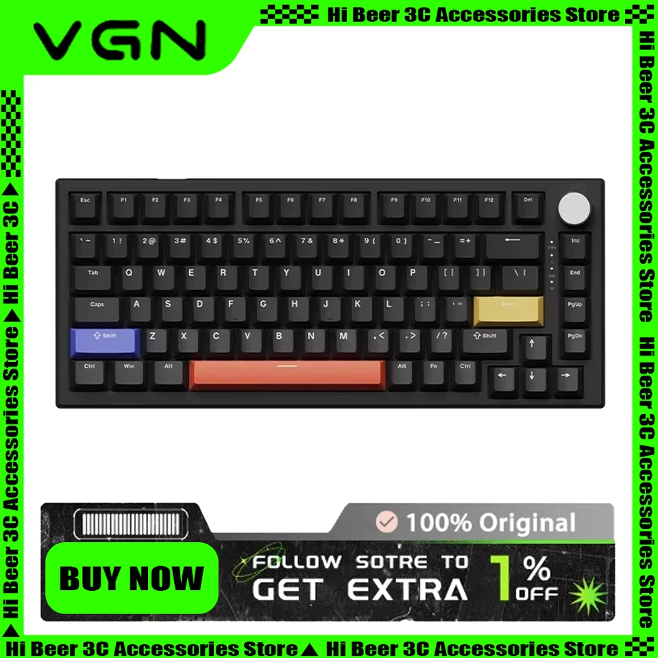 VGN A75 Magnetic SWICTH Mechanická klávesnica káblová rýchla trigge RGB herná klávesnica 75% horúca výmena FPS PC PC Gamer Valožné dary