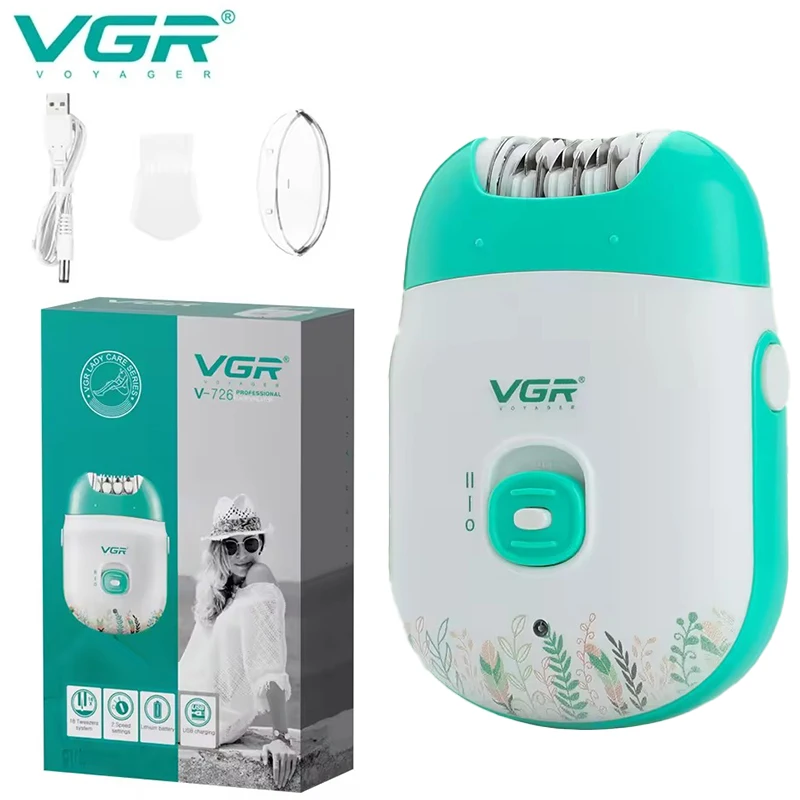VGR New Epilator Ženy Shaver Mini Plucker USB Nabíjateľná elektrická pedikúra V-726 pre tvárové nohy bikiny