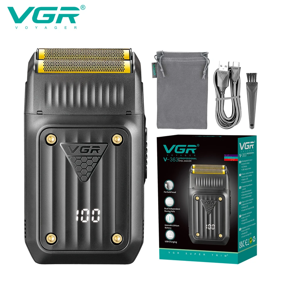 VGR Razor Professional holiaci strojčeka Nabíjateľné bradové zastrihávače Digitálny displej Razor Plast Shaver pre mužov V-363