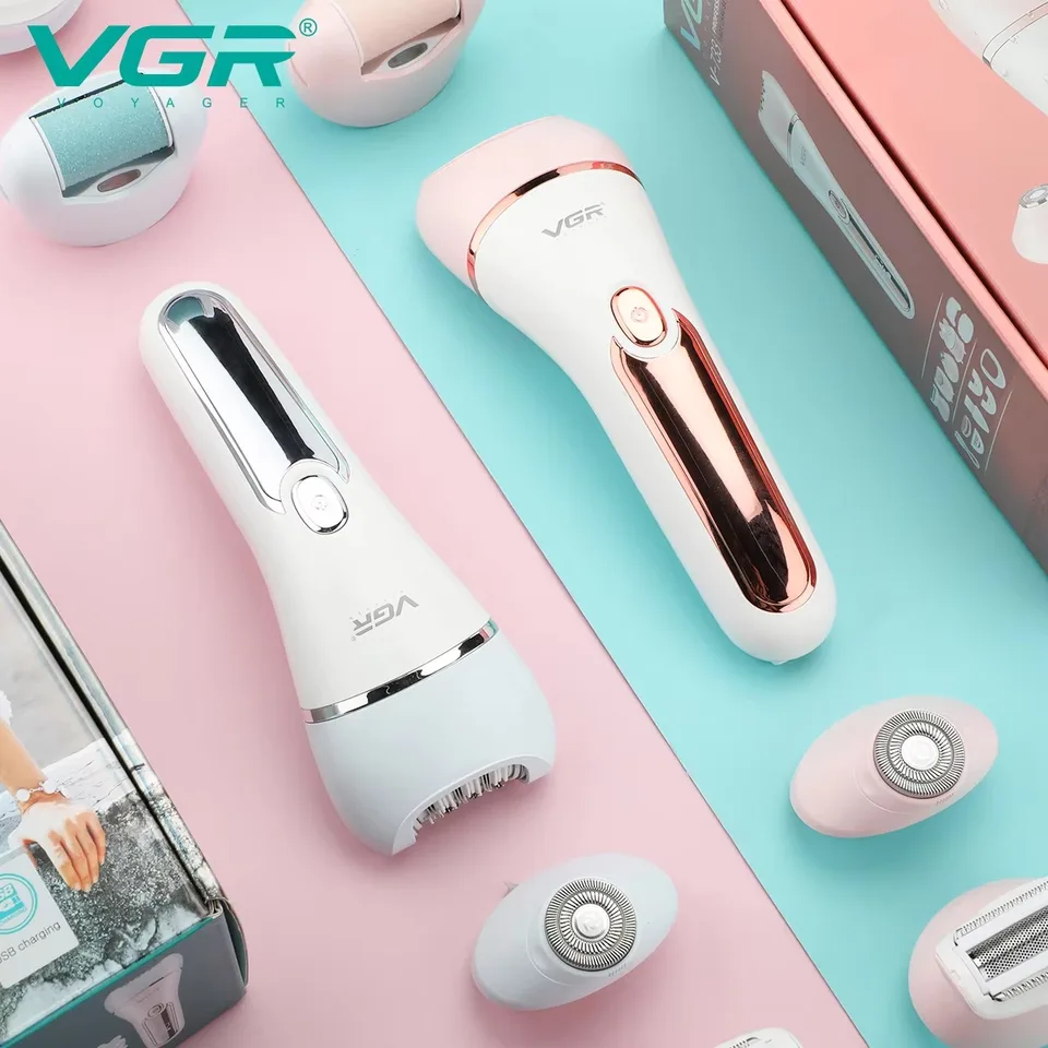 VGR REMOVER REMERVABLE EPILATOR EPILATOR Professional Lady Shaver Electric IPX7 WotoProof 6 in 1 LED epilátor pre ženy V-733