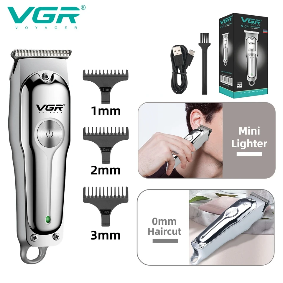 VGR Vlasy Trimmer Electric Clipper Profesionálny vlasový strih stroj malíčka Clipper T-Blade Nabíjateľný kader pre mužov pre mužov V-071