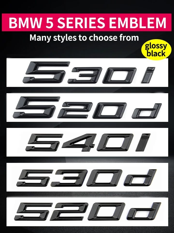 Vhodné pre BMW 5 Series G60 G30 F10 F11 520D 525I G61 530D 530E 540I 528 535I GT F07 Zadný znak loga auta Numerické písmená