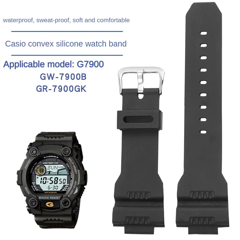 Vhodné pre Casio G-Shock Series G-7900 GW-7900B-1 GW-7900B konvexný silikónový remienok