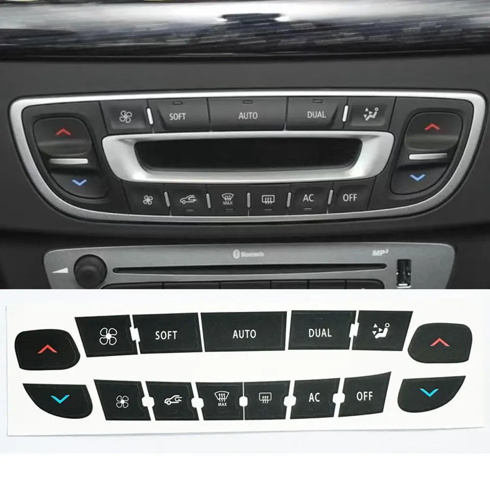 Vhodné pre Renault Air Conditioning Ovládací panel Tlačidlo na opravu nálepky pre Renault Megane/ Master/ SCUM