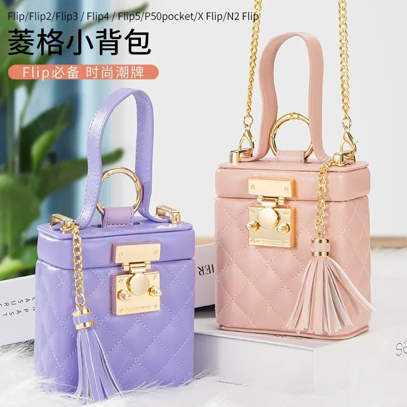 Vhodné pre Samsung Flip4 Oldable Screen Telefón Crossbody Bag Flip3 Flowable Mini Diamond Retian Batoh Ochranné puzdro