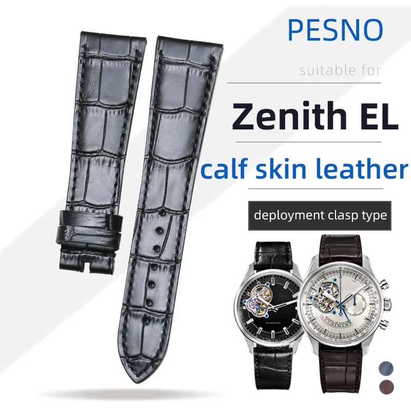 Vhodné pre Zenith El Primero Men Watch Original lýtkovo kože kože bambusové zrno 21mm22mm