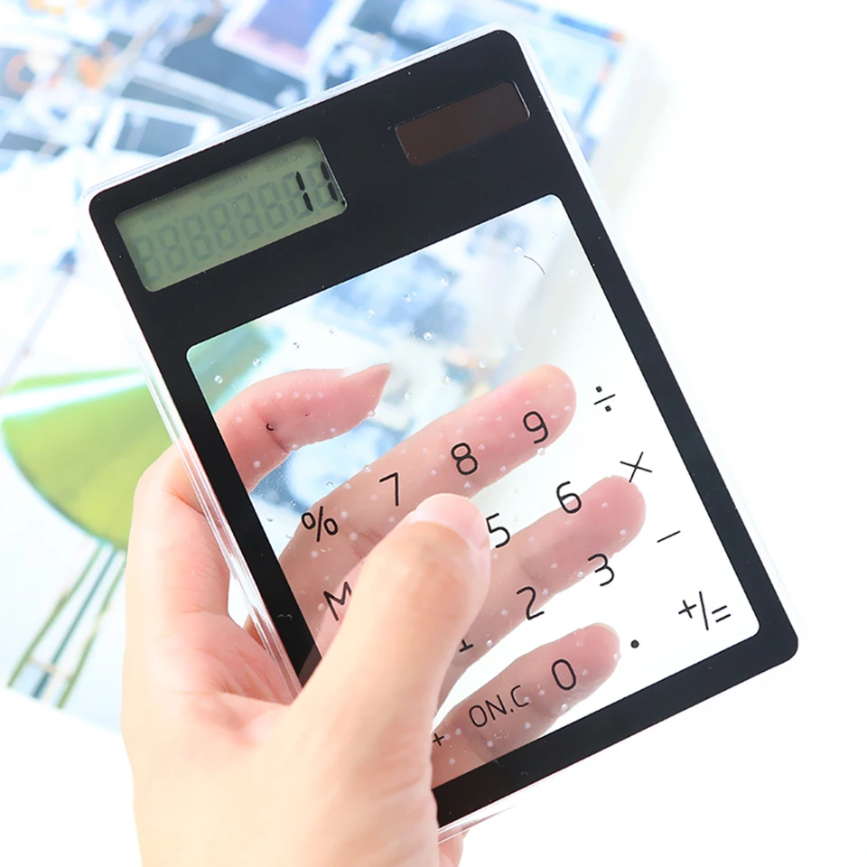 Viac farieb priehľadné dojímavé obrazovky ukladanie energie Solar 8 Bit Display Mini Calculator