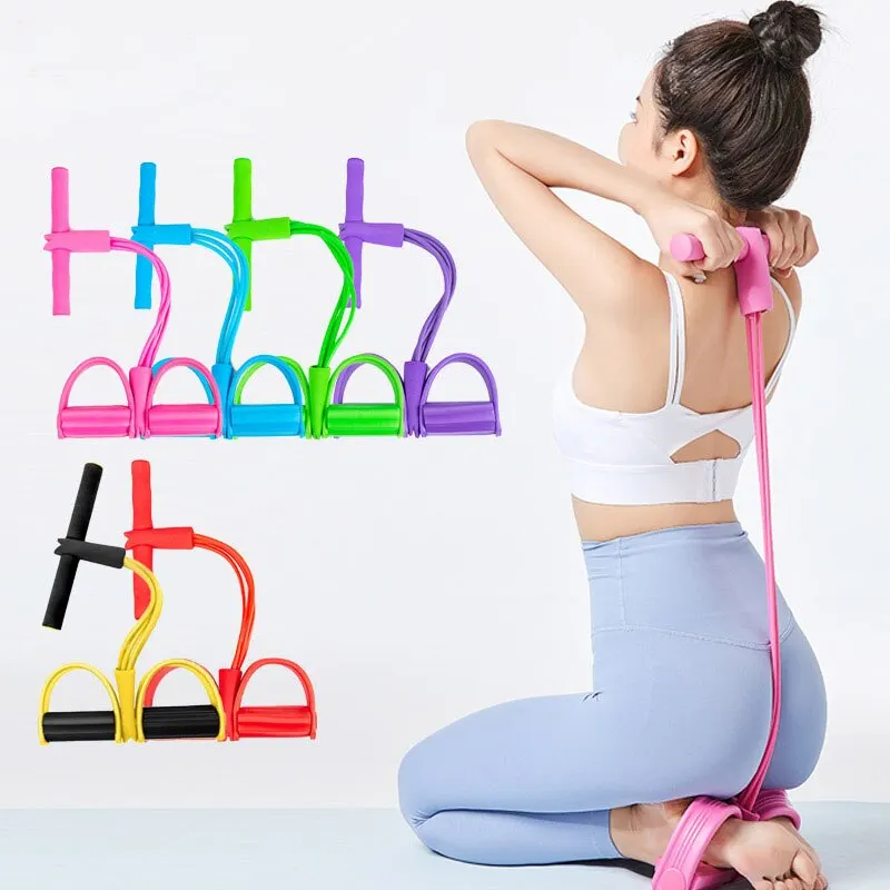 Viac funkčné napínacie lanové pásy pre fitness cvičenia Elastics Tape Home Resistance pásmo 4 trubica elastický pedál sťahová