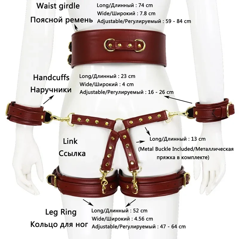 Viaceré kusy/set PU kožené erotické putá pása pásovými manžetami na nohy Ring Cuff Cuff Kit