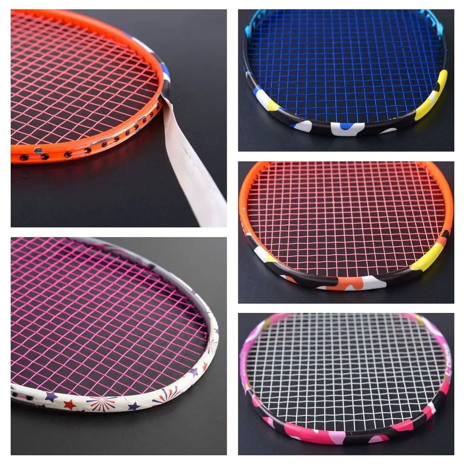 Viacfarebná badmintonová raketová nálepka s nálepkou PU Frame Ochranná páska 1,7*25 cm Scratch Prevencia Racquet Frame Protector Sticker