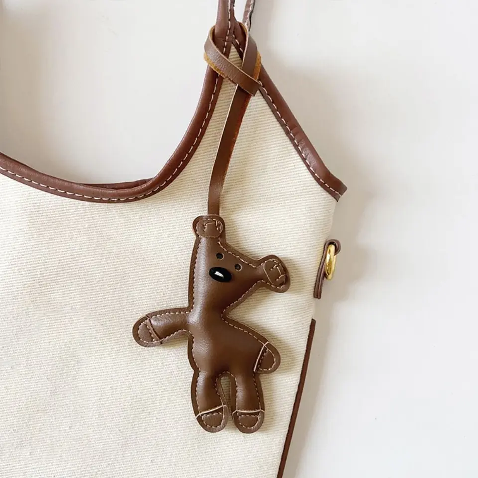 Viacfarebný kožený kožený kožený medvedí vešiak roztomilý šteniatko karikatúra Keychain Dog Cartoon Bag Ornament Ornament