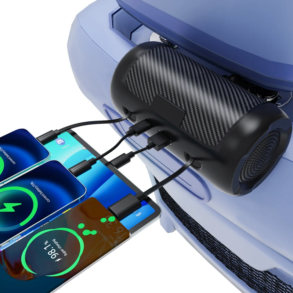 Viacnásobné zatiahnuteľné zadné sedadlá nabíjačku automobilov 4in1 Quick 65W CAR ACON Multifunkčný adaptér pre notebook/telefón