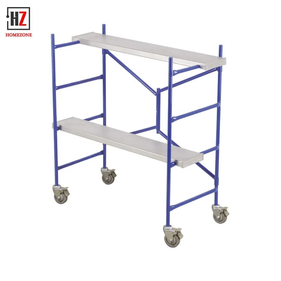 Viacúčelové mini lešenie prenosné 4-krokové rebríky Rolling Metal Work Platforma