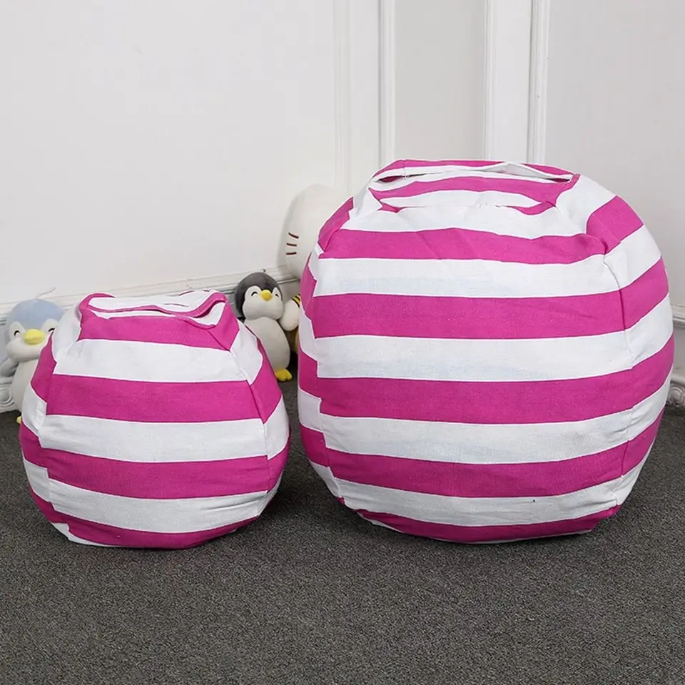 Viacúčelové plátno hračky Skladovacie fazule Bean Round Ground Capacity Plush Organizátor Hračky Stripe pruhované zvieracie hračky
