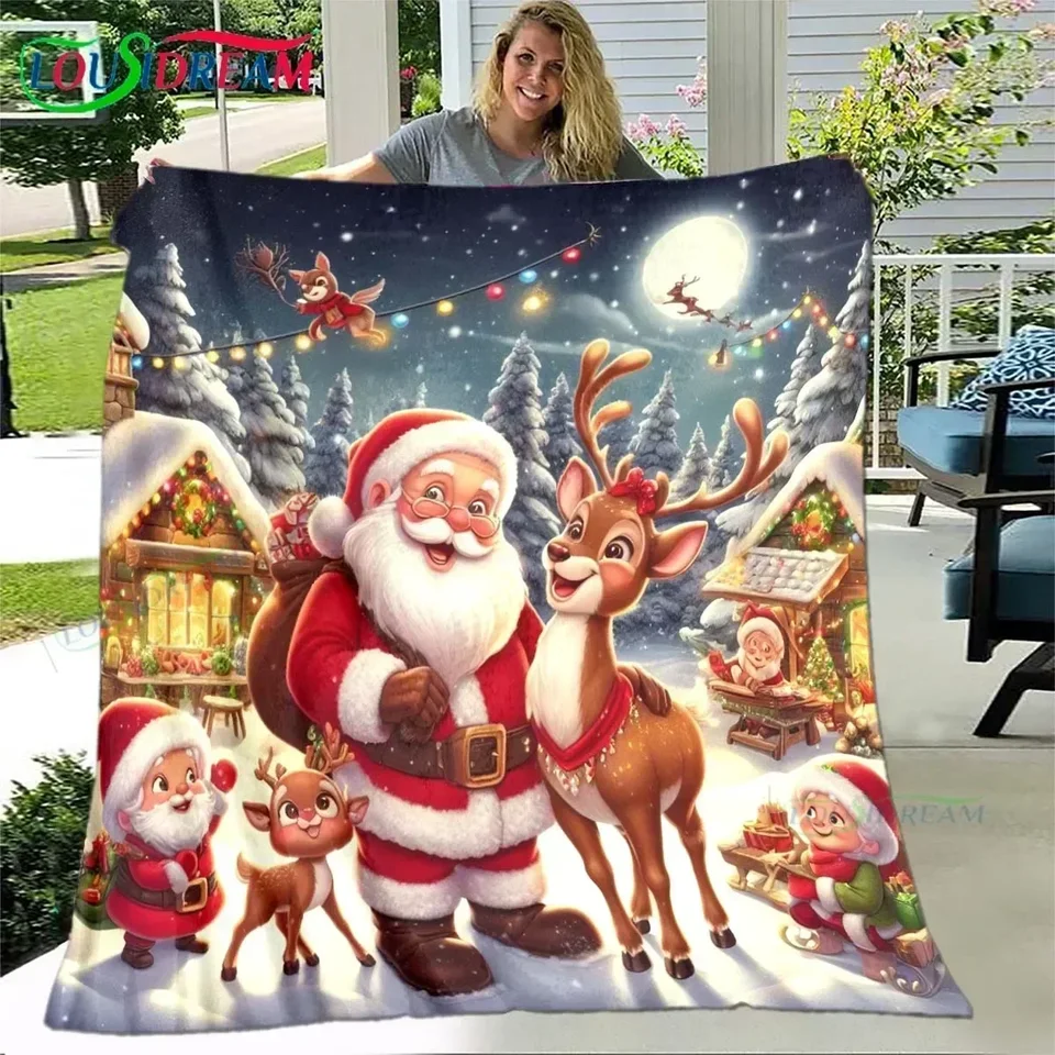 Vianoce Santa Claus Vytlačené flanelová mäkká prikrývka obývacia izba Spálňa pohovka posteľ prikrývku Nový rok prenosnú prenosnú piknikovú prikrývku