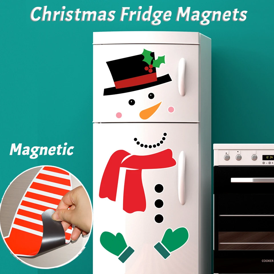 Vianočná chladnička magnet nálepka vianočný snehuliak roztomilý DIY Smiley Wall Stickers vianočné dekorácie Domovod