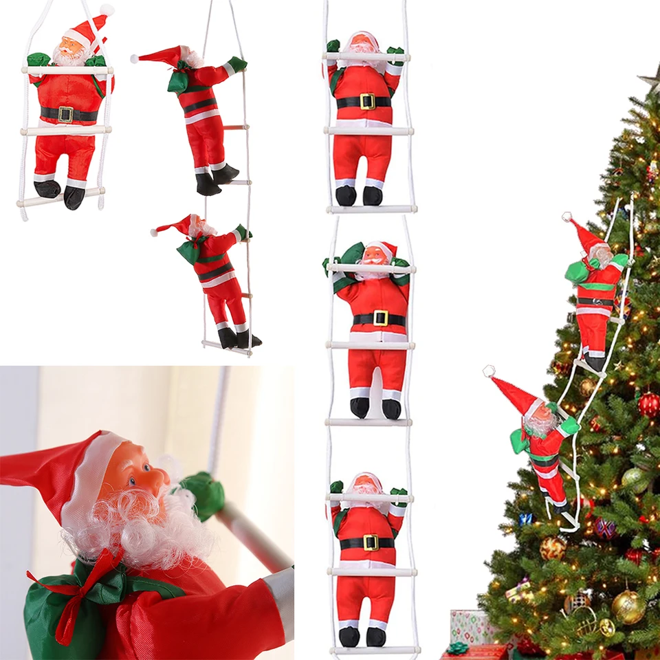 Vianočná dekorácia Santa Claus lezenie rebríka Ozdobenie pre vianočné stromové dekorácie závesné bábiky Navidad Nový rok darček