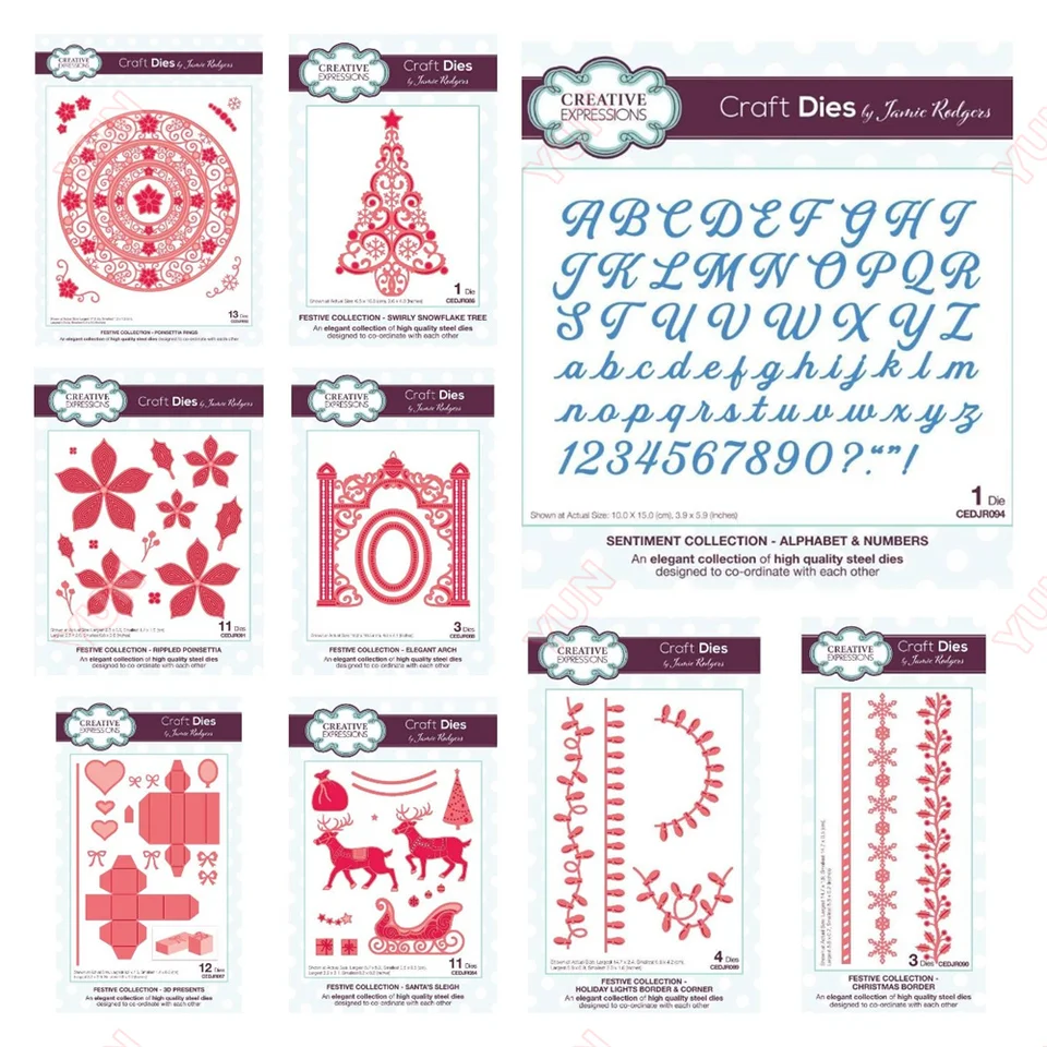 Vianočná hranica abeceda a čísla Craft Die Swirly Snowflake Tree New Metal Cutting Dies Scrapbook