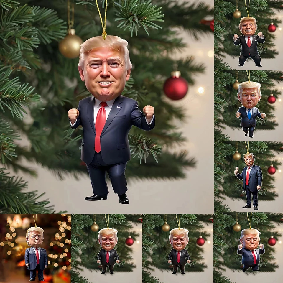 Vianočná ozdoba akryl Donald Trump Vianoce Trump Ozdoby 2025 Karikatúra Trump Prívesok na vianočné stromčeky Domáce auto