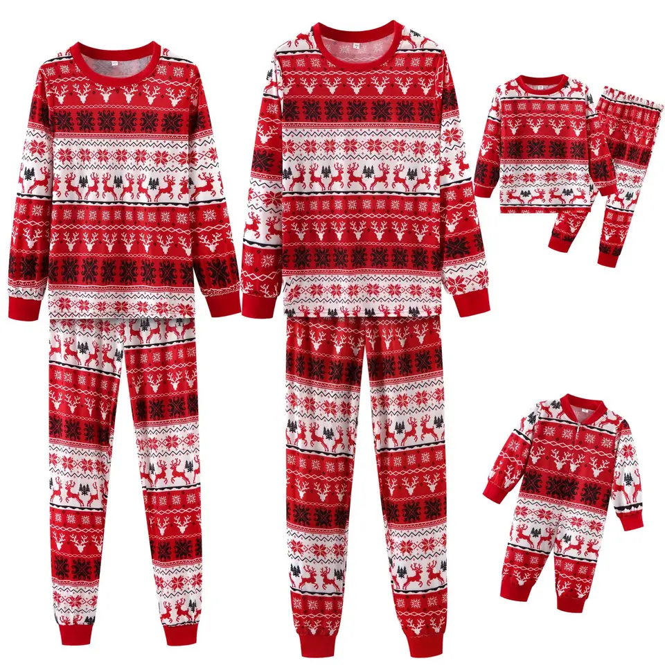 Vianočná rodina zodpovedajúca pyžamám zimná matka dcéra Otec syn Xmas Family Look Outfits Detská mama dieťa vianočné pjs