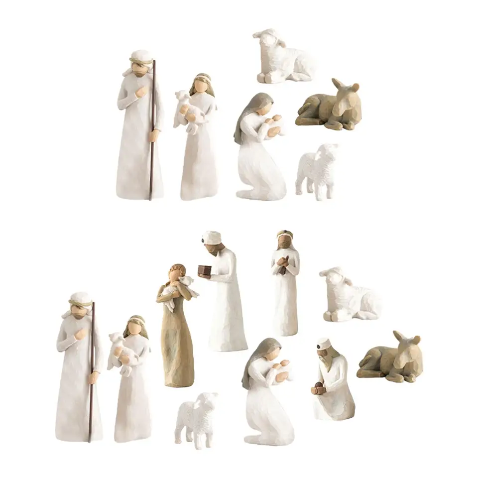 Vianočná scéna figurína Figurína narodenie Ježiša Ornament Resin Svätá rodina Sochy pre domácu sviatočnú dekoráciu
