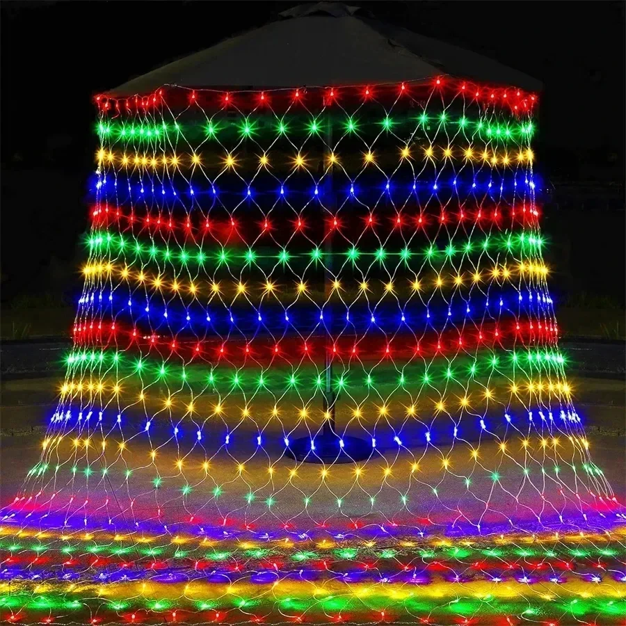 Vianočná sieť Striedka Svetlo LED LED LED záhradná sviatočná večierok Svadobná rozprávka Light Girland Tree Tree Bushes plot Decor Decor