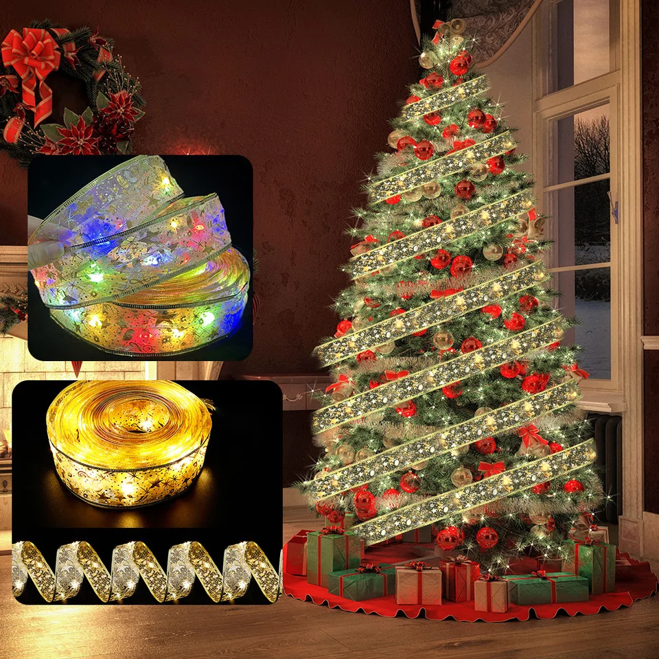 Vianočná stuha Fairy Light String Veselé vianočné ozdoby pre dom 2024 Cristmas Ornament Vianočné darčeky Navidad Nový rok 2025