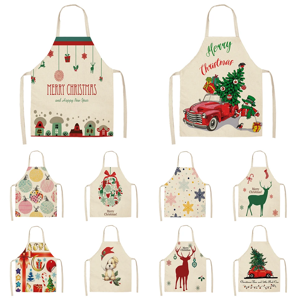 Vianočná séria Elk Car Cotton Linen Antifouling Apron