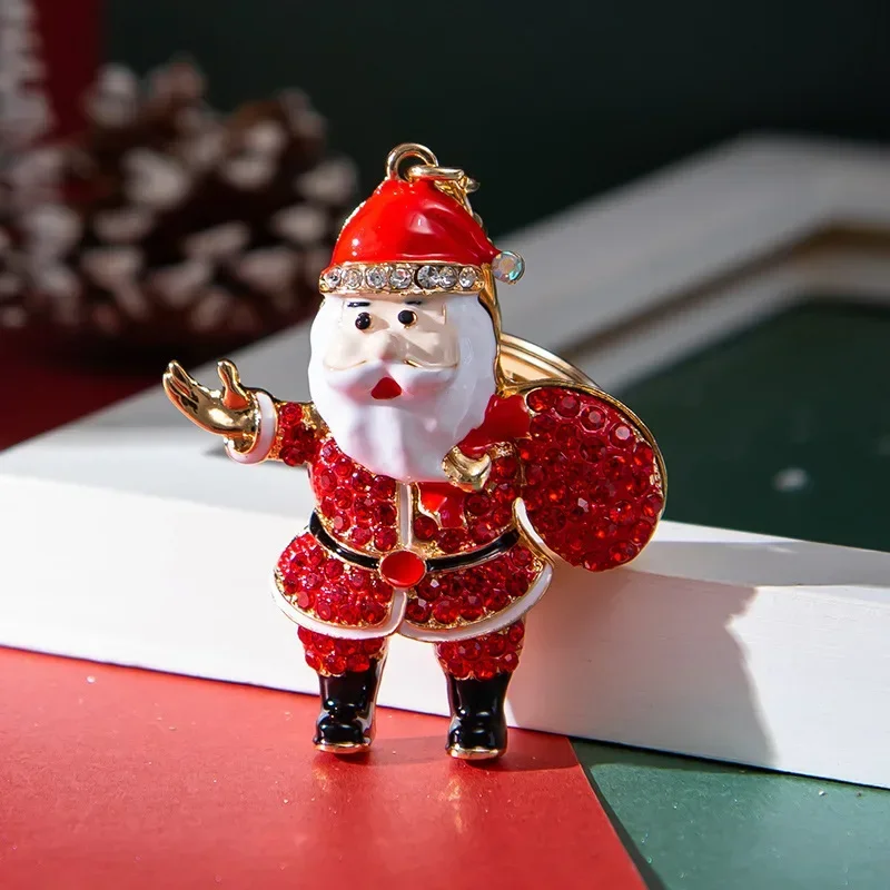 Vianočná téma kamienok santa claus snehuliak vianočný stromček Keychain králik kovová taška prívesok Prívesok Držiteľ kabelky