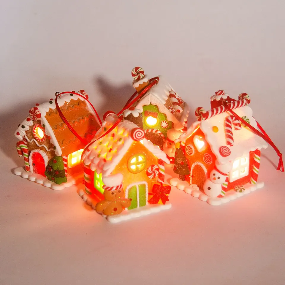 Vianočná téma vedená príveskom Snowman perník perník Santa Claus Light House Soft Hanging Tree Domov domov Nový rok dekorácia