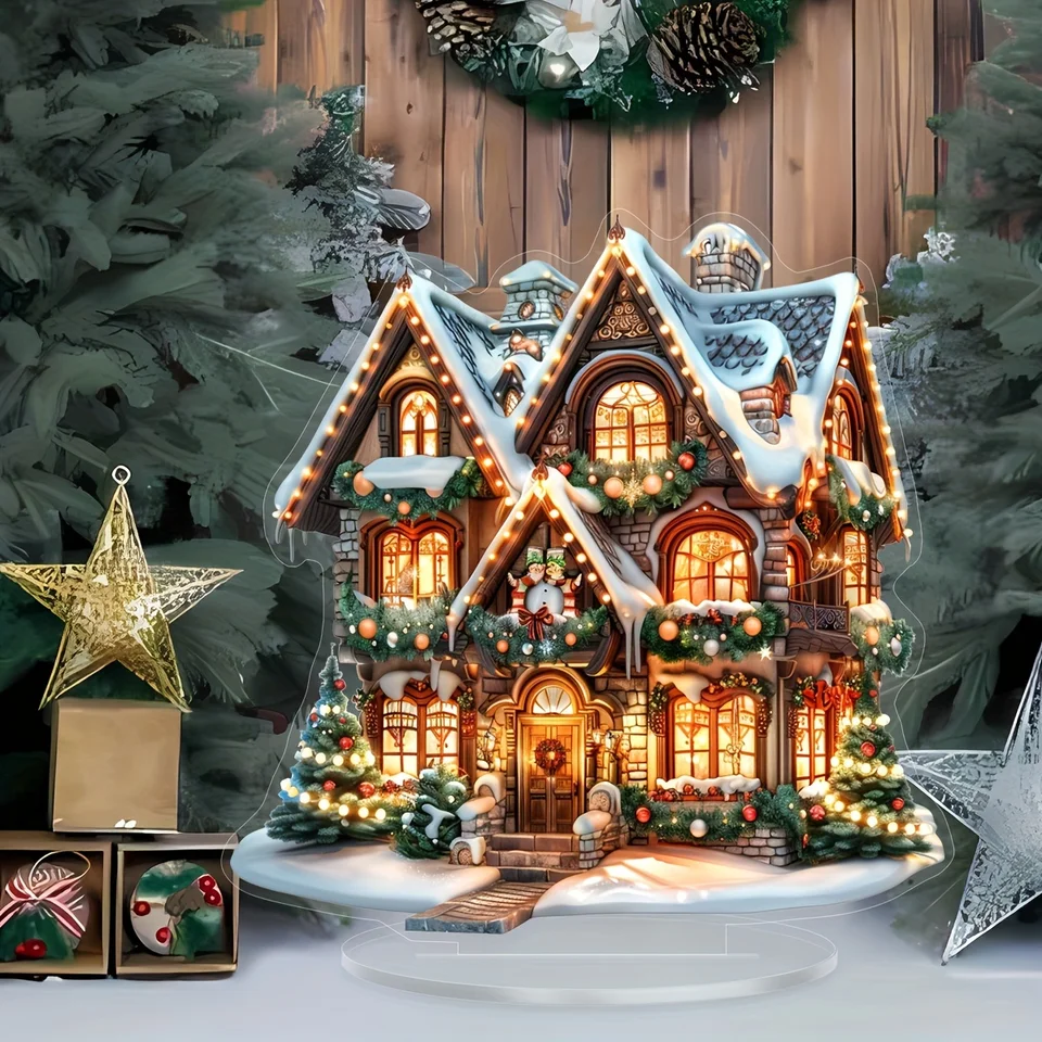 Vianočné akrylové zavesenie prívesku Snow House vianočné dekorácie pre domáci vianočný večierok Nový rok darček Navidad
