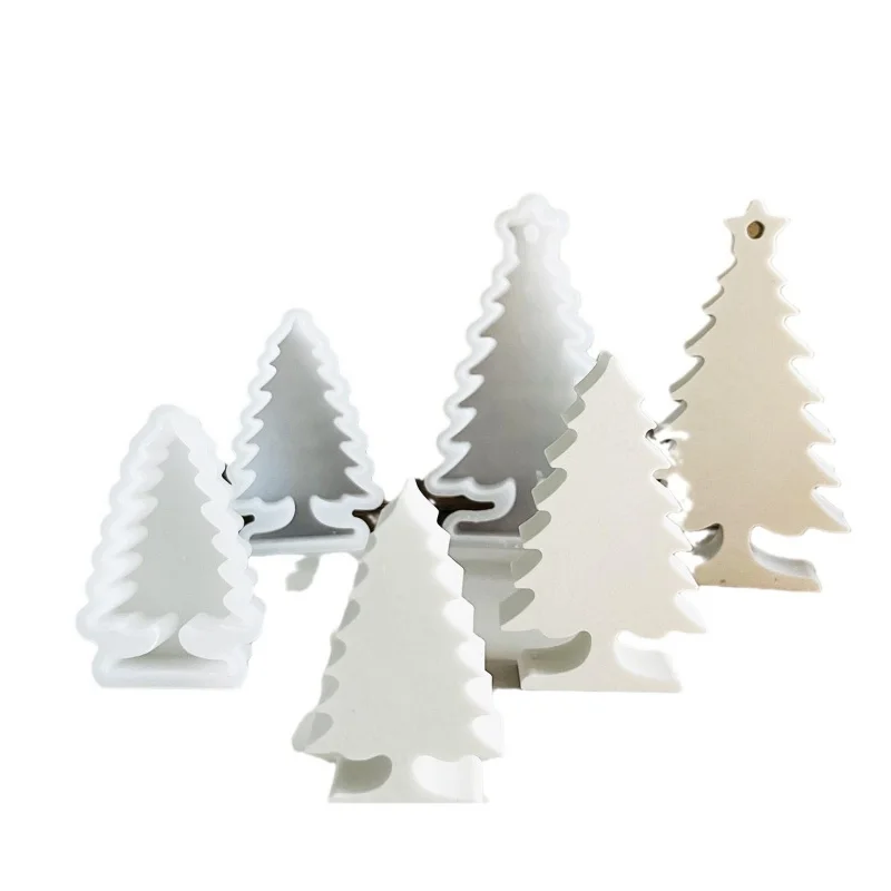 Vianočné borovicové plochy Ornament Ornament Silikónové formy DIY Sadrová sviečka Základňa Plug-in auto dekorácie živice