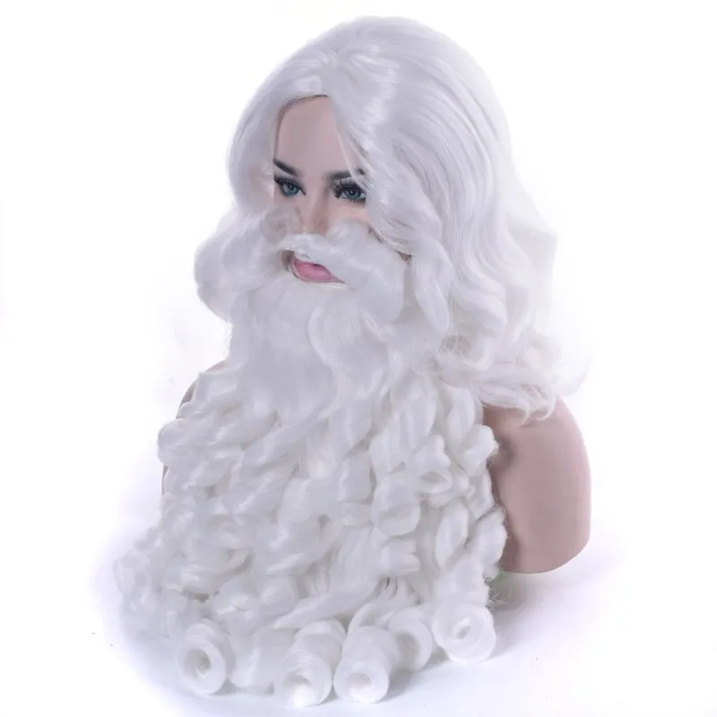 Vianočné cosplay syntetické parochne krátke vlasy biele Santa Claus Beard unisex Men Dámske večierky Daes Up Props Cosplay Accessorie
