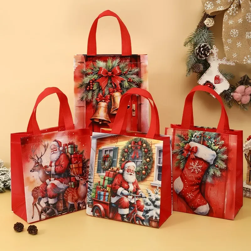 Vianočné darčekové tašky Netkané vianočné tašky Vianočné ozdoby pre dom 2024 Navidad Natal Gift Nový rok 2025 Balenie vrecka