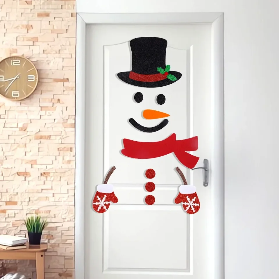Vianočné dekorácie netkané dverové nálepka Obchod s oknom sklenené nálepka domáca dekorácia Snowman Sticker Dvere Sticker
