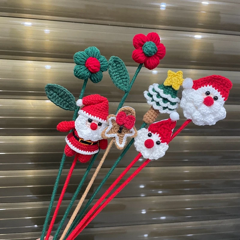 Vianočné háčkovanie kvetinové ruky tkané hotové santa claus kvetiny dekorácia Štedrý deň kreatívne darčeky Nový rok domáca dekorácia