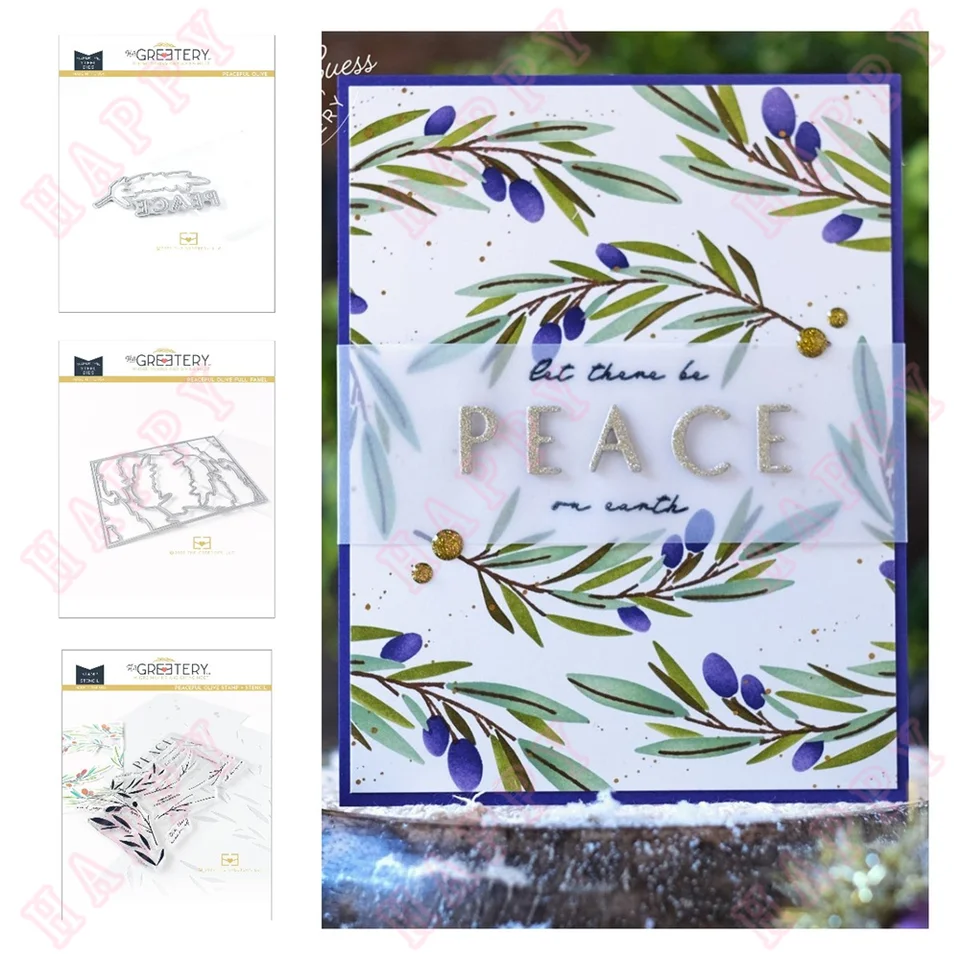 Vianočné kovové rezanie zomiera známky pokojné olivové scrapbooking obálka pozdravu dekoratívna elexing handcraft šablóna