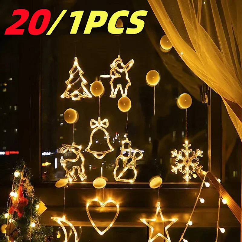 Vianočné LED svetlo snehová vločka Santa Hanging Sucker Lamp okenné ozdoby dekorácie pre domácnosť vianočné Navidad 2023 Nový rok dekor