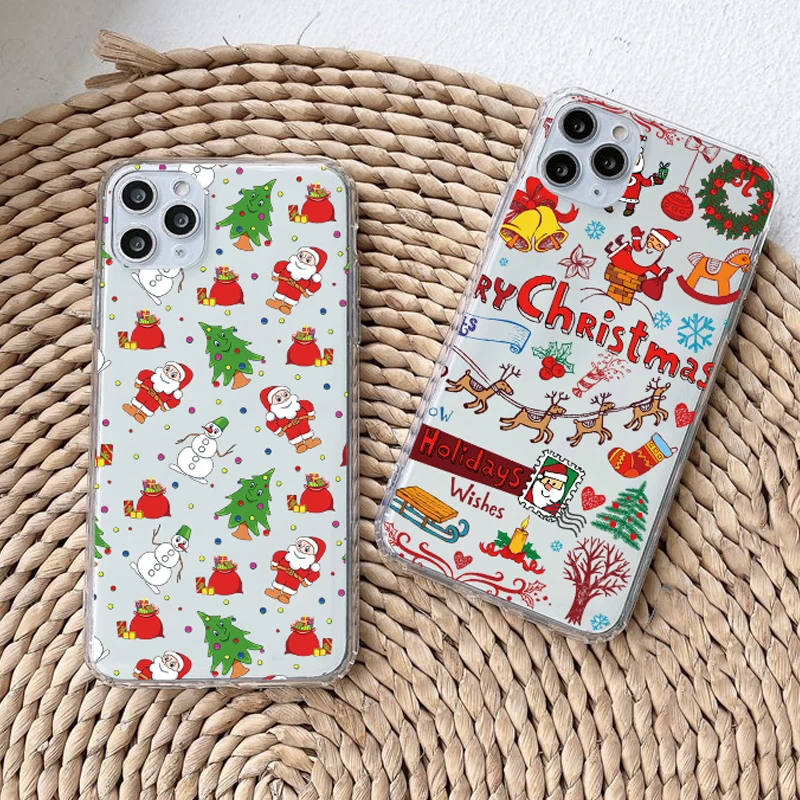 Vianočné novoročné telefónne puzdro pre iPhone 14 11 12 13 Pro Max Mini 7 8 Plus SE X XS Max XR XR Bumper Cover Fundas pre iPhone 11 puzdro 11