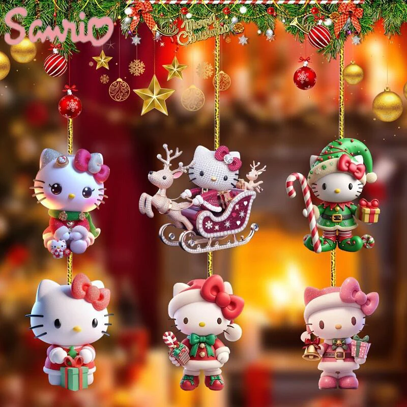Vianočné ozdoby v Sanrio Hello Kitty Kuromi Cinnamoroll 2d prívesok vianočné stromové závesy Domovod