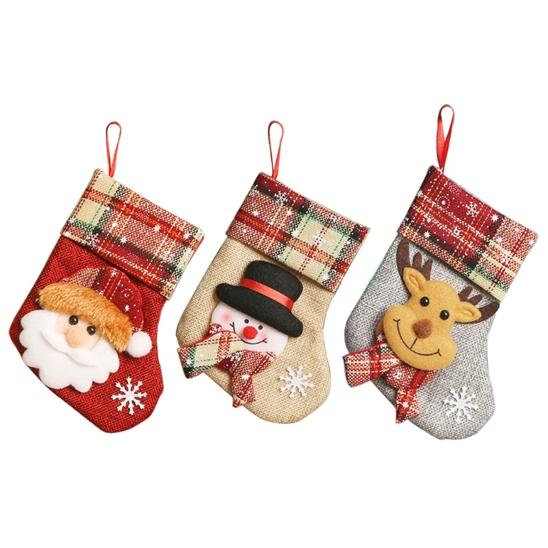 Vianočné pančuchy 6 palcových ponožiek Santa Snowman Reindeer Darček na cukrovinky pre krb Tre