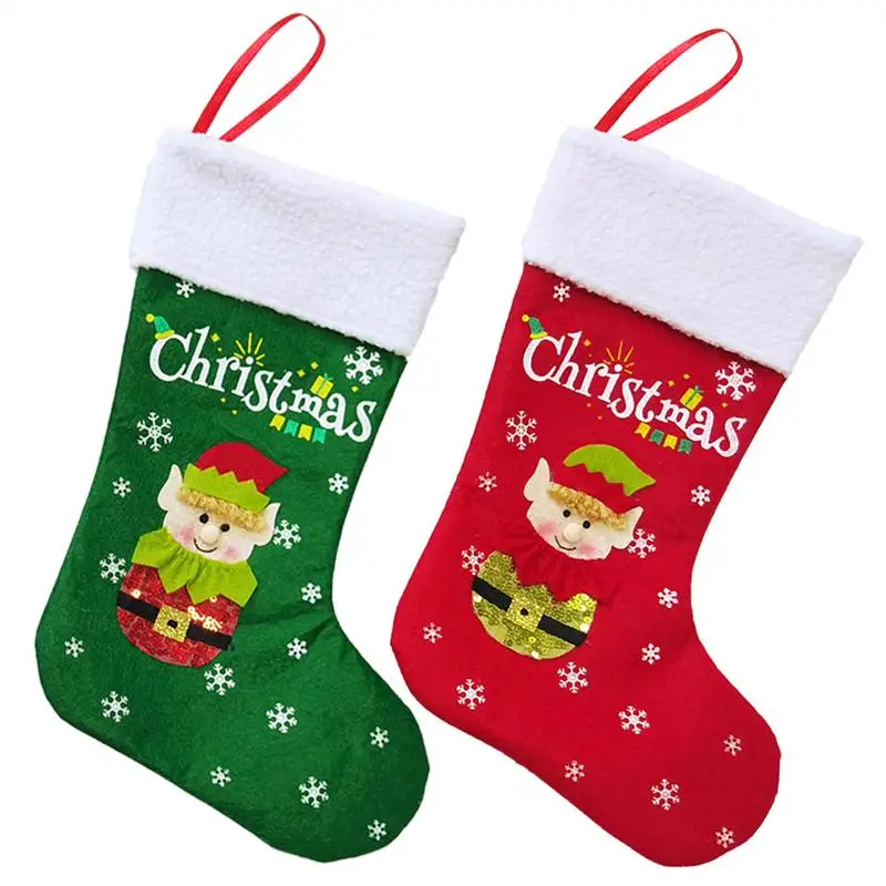 Vianočné pančuchy ponožky Elfs vzor visiaci vianočné ozdoby vianočné dekorácie pre domáci novoročný darčekový taška na cukrovinky Navidad Candy