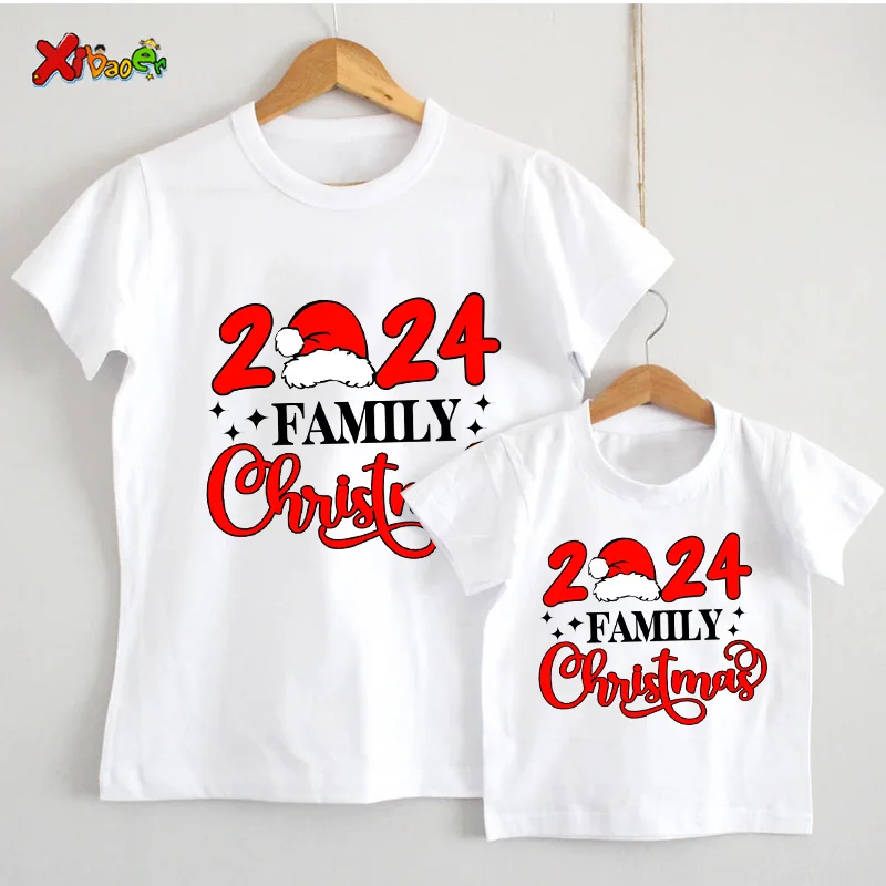 Vianočné rodinné zápasy outfit T tričko 2024 Rodinné košele outfit košele Family Look Party Topy Tops detské oblečenie oblečenie darček