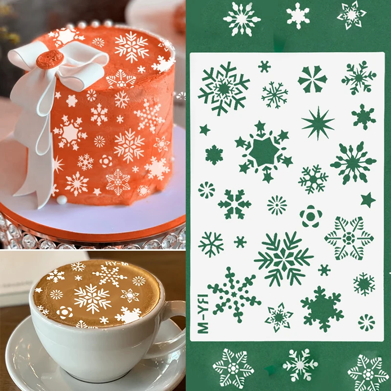 Vianočné snehové vločky maľba sprejové šablóny COFFFEE Cake Fold Decor Template 2024