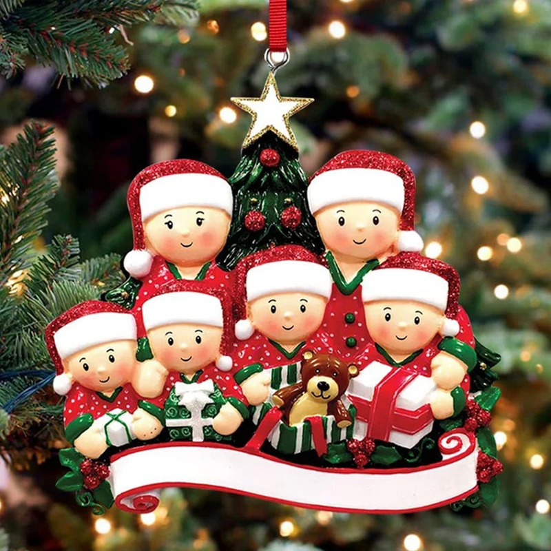 Vianočné stromčeky Resin Family Ornament Závesný závesný prívesok Názov sobov Názov pre sviatky pre sviatky Vianoce stromové prívesky